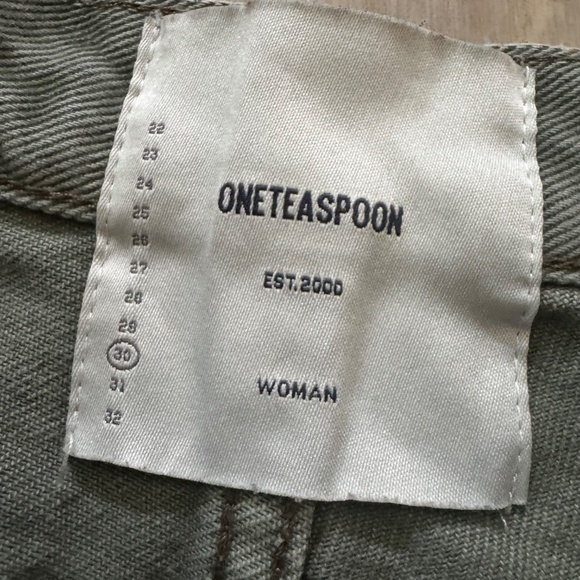 ONE TEASPOON Bandits Low Waist Denim Shorts Super Khaki Green Size 30 - Picture 4 of 7